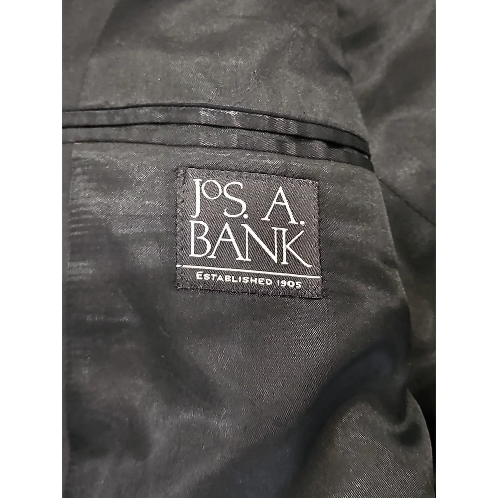 Jos A Bank 44R Metal Button Blazer Eagle Crown Black Sport Coat Wool Suit Jacket